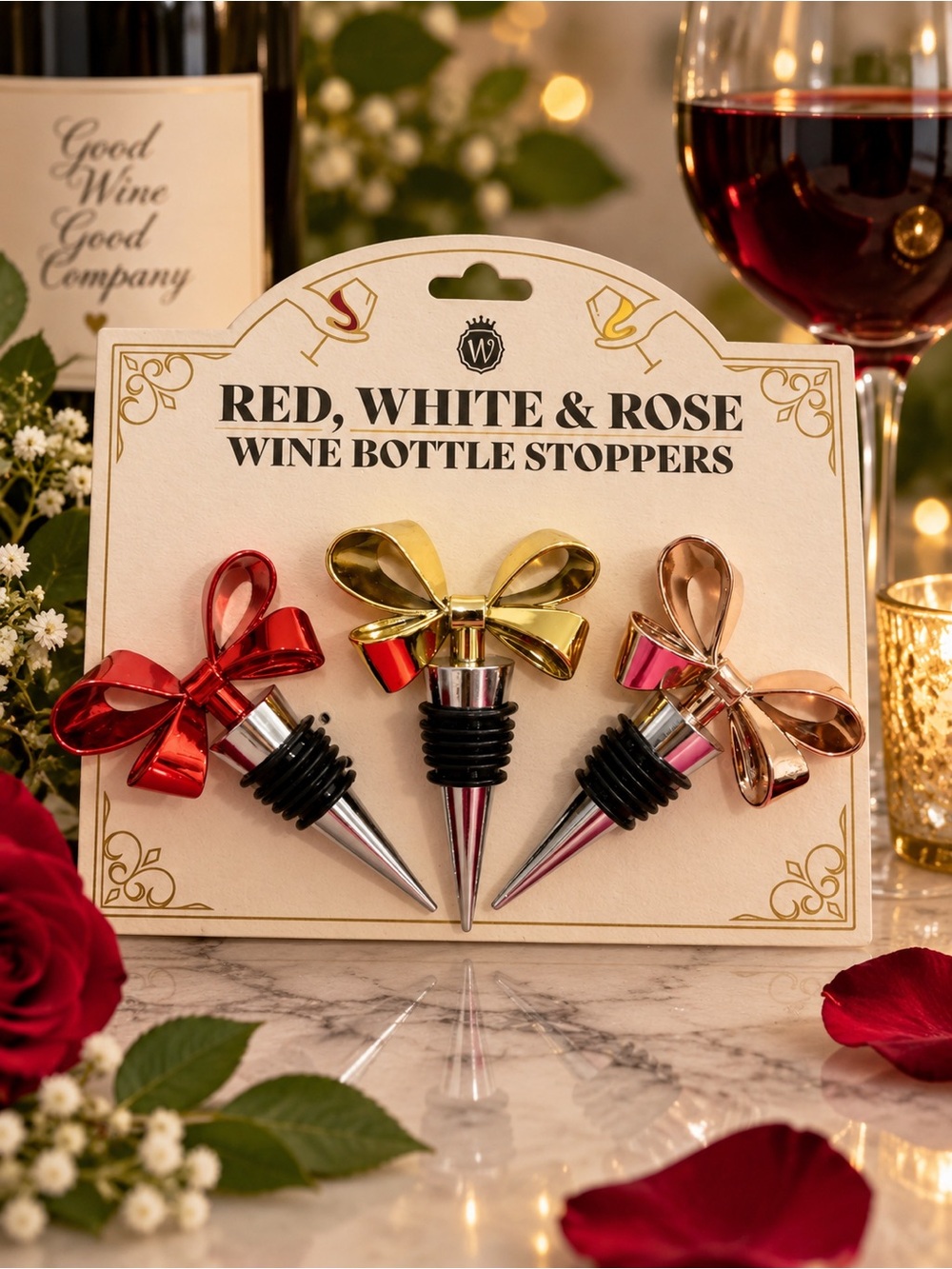 Red, White & Rose Wine Bottle Stoppers by